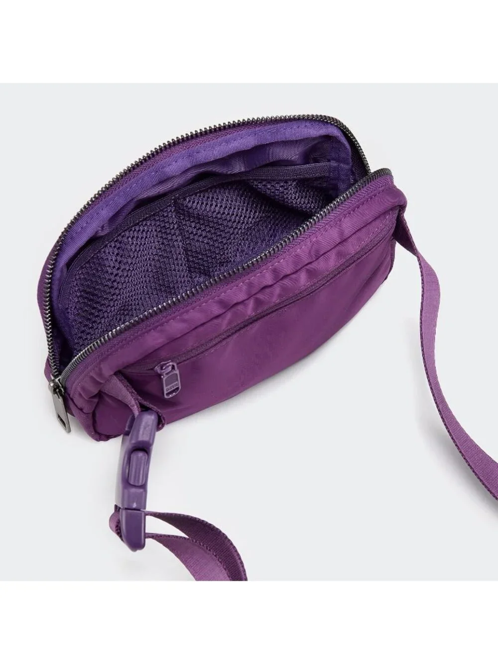 Men's Dark Magenta Crossbody Belt Bag Wide Zipper Adjustable Strap 3-Pockets